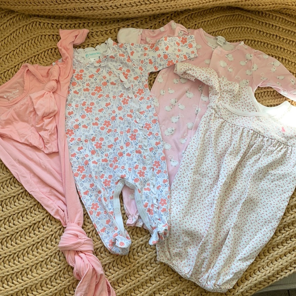 Bundle of Newborn designer baby girl sleepers